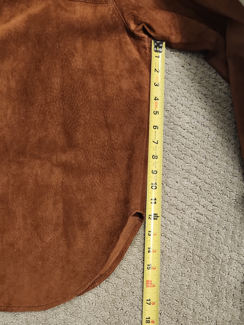 VINTAGE 1980S Suede Button-Up Shirt in Rich Brown. Large - Picture 8 of 10